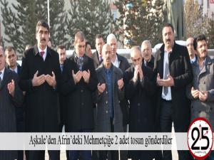 Aşkaleden Afrindeki Mehmetçiğe 2 adet tosun gönderdiler 