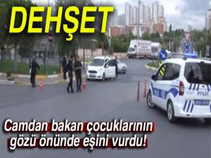 Camdan bakan çocuklarının gözü önünde eşini vurdu