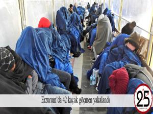 Erzurumda 42 kaçak göçmen yakalandı