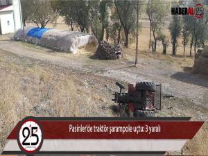  Pasinlerde traktör şarampole uçtu: 3 yaralı 