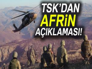 TSK'dan Afrin açıklaması