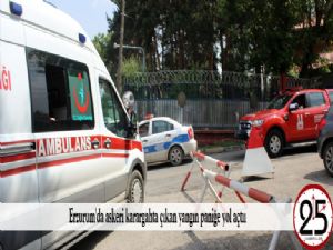   Erzurum'da askeri karargahta çıkan yangın paniğe yol açtı