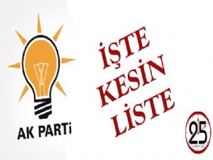 İŞTE AK PARTİ'NİN KESİN LİSTESİ