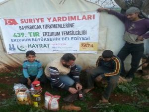 Erzurum'dan giden yardım sahiplerine ulaştı