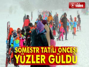 Sömestr tatili öncesi Palandöken'de yüzler güldü