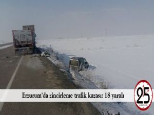 Erzurum'da zincirleme trafik kazası: 18 yaralı