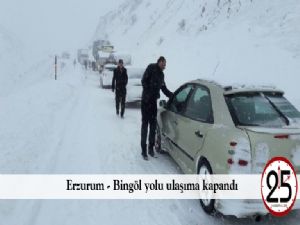 Erzurum - Bingöl yolu ulaşıma kapandı