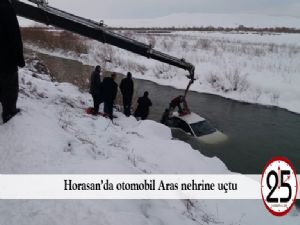 Horasan'da otomobil Aras nehrine uçtu