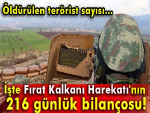 Fırat Kalkanı Harekatı'nın 216 günlük bilançosu