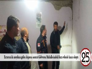  Erzurum'da meydana gelen deprem sonucu Gölveren Mahallesindeki bazı evlerde hasar oluştu 