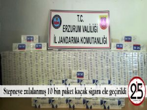  Stepneye zulalanmış 10 bin paket kaçak sigara ele geçirildi