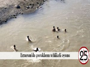  Erzurum'da çocukların tehlikeli oyunu