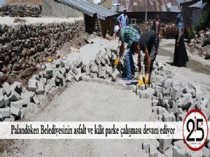  Palandöken Belediyesinin asfalt ve kilit parke çalışması devam ediyor