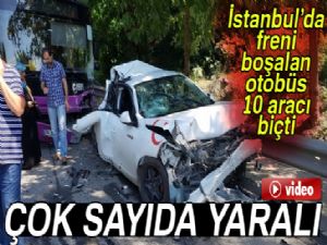 Üsküdar'da freni boşalan otobüs 10 araca çarptı: 11 yaralı