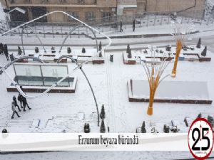  Erzurum beyaza büründü 