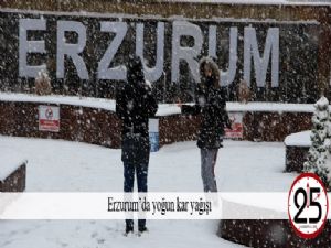  Erzurum'da yoğun kar yağışı