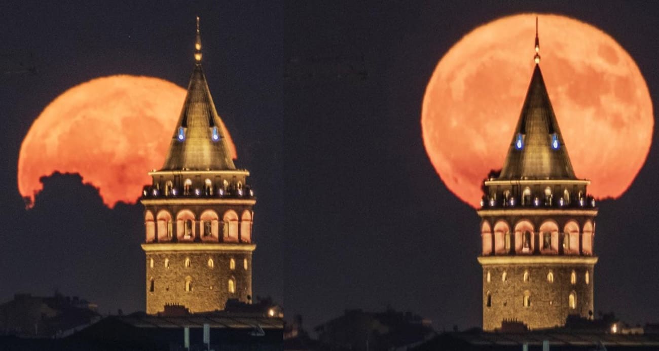 Dolunay İle Galata kulesi buluştu