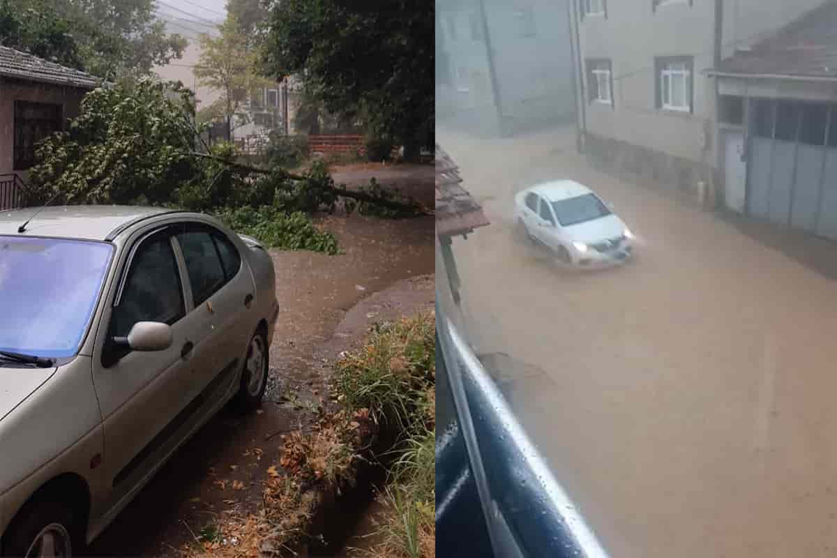 İnegöl'de bayramın birinci günü sağanak sele sebep oldu